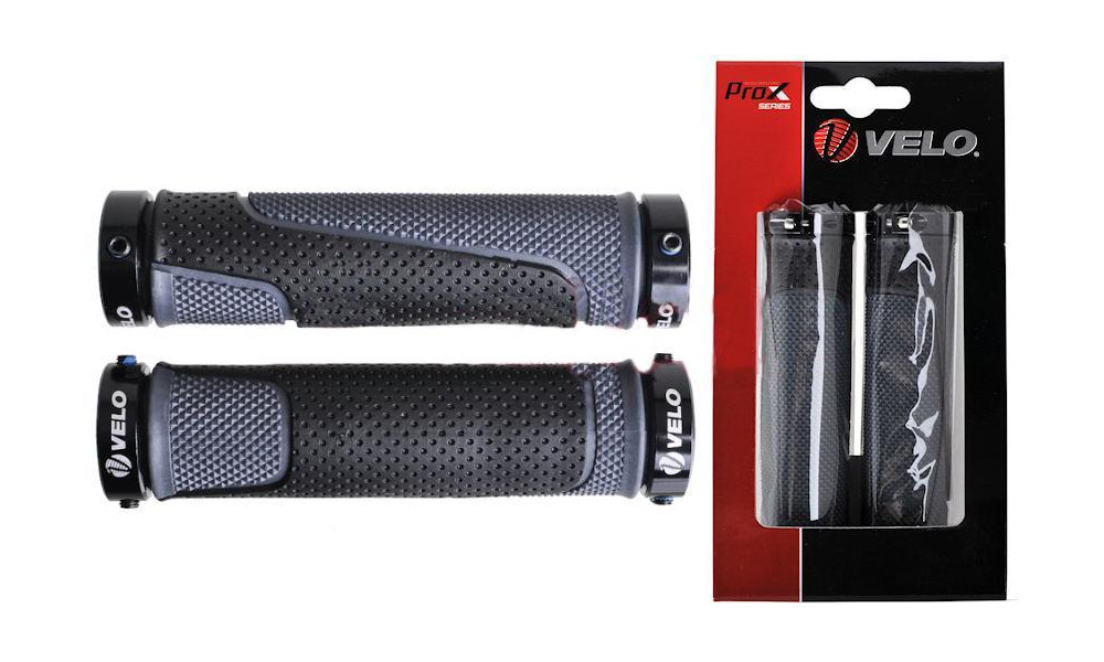 Stūres rokturi Velo ProX VLG-776AD3 129mm GEL Lock-on black-grey 