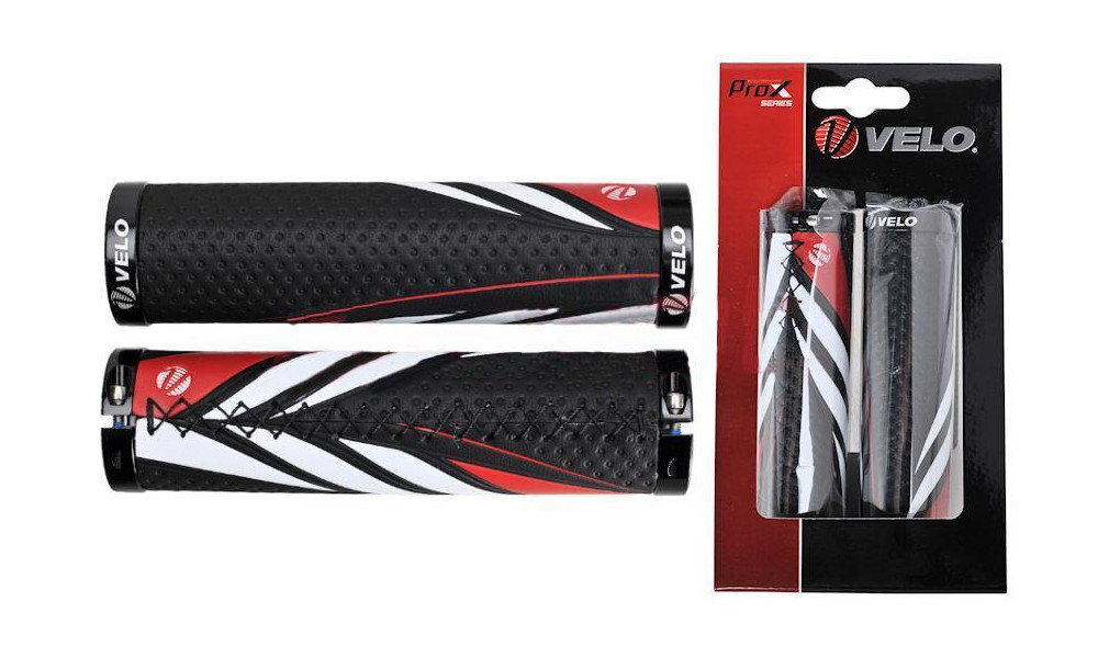 Stūres rokturi Velo ProX VLG-851AD3 130mm GEL Lock-on black-red 