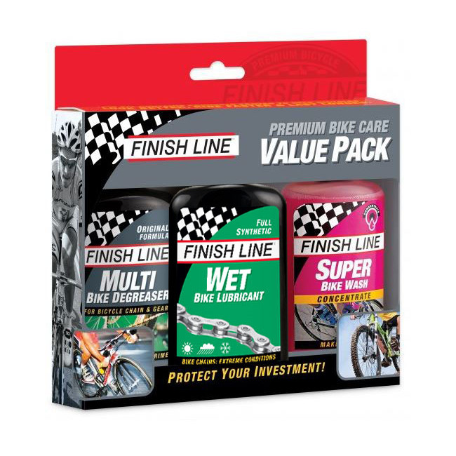 Ķēdes kopšanas komplekts Finish Line Value Pack Wet 3 gab. x 120ml