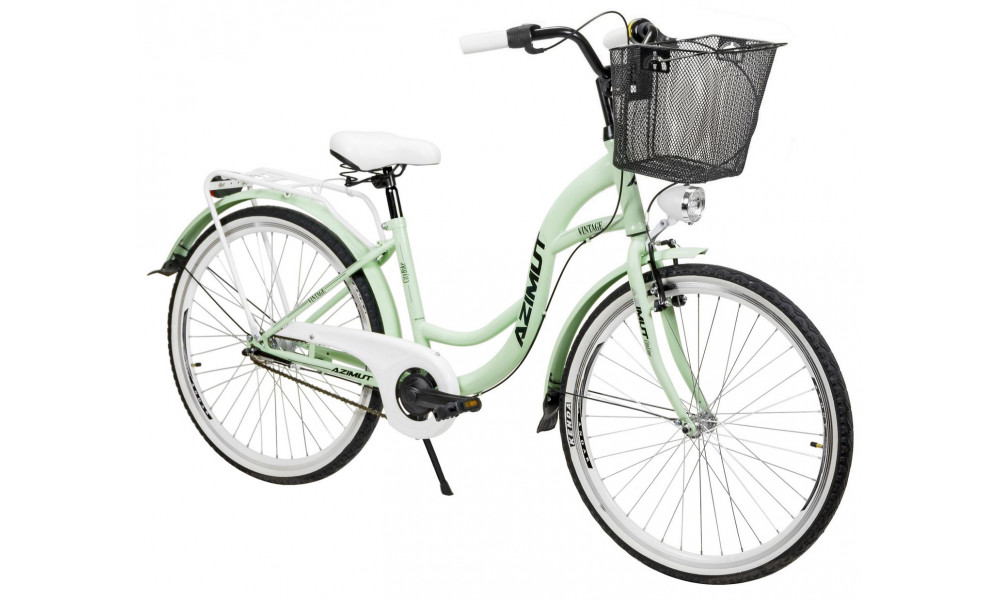 Velosipēds AZIMUT Vintage 26" 3-speed 2025 with basket mint-white matt - 1