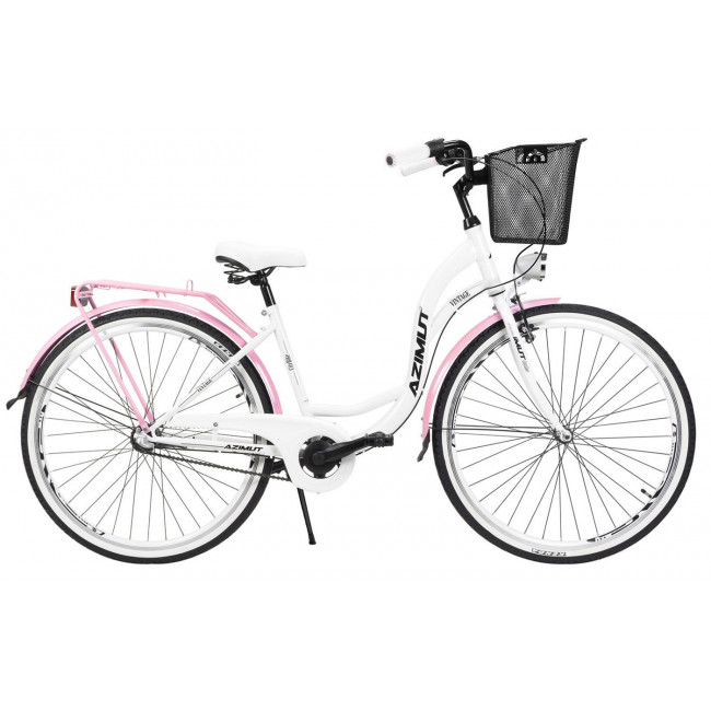 Velosipēds AZIMUT Vintage 28" 3-speed 2023 with basket white-pink shiny