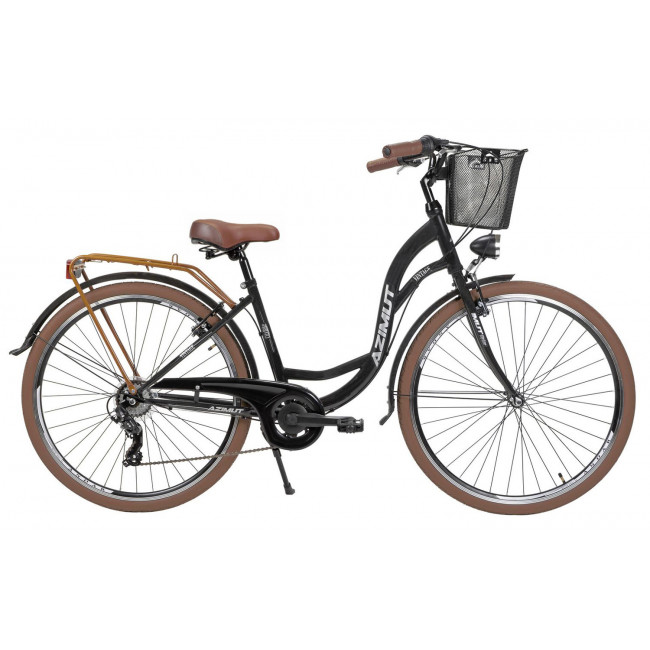 Velosipēds AZIMUT Vintage TX-7 28" 2025 with basket black-cream matt
