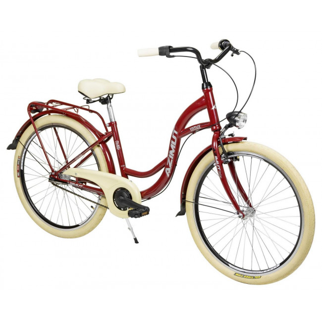 Velosipēds AZIMUT Vintage 26" 3-speed 2024 burgund-cream shiny