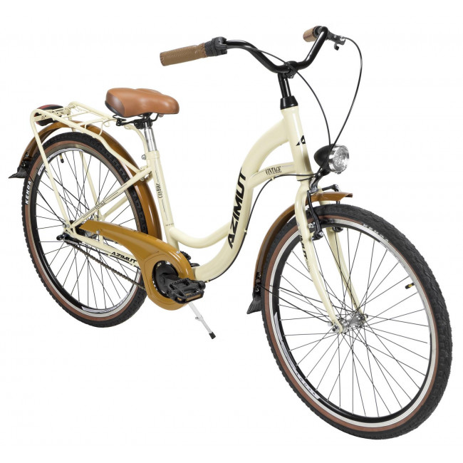 Velosipēds AZIMUT Vintage 26" 3-speed 2024 cream-brown shiny